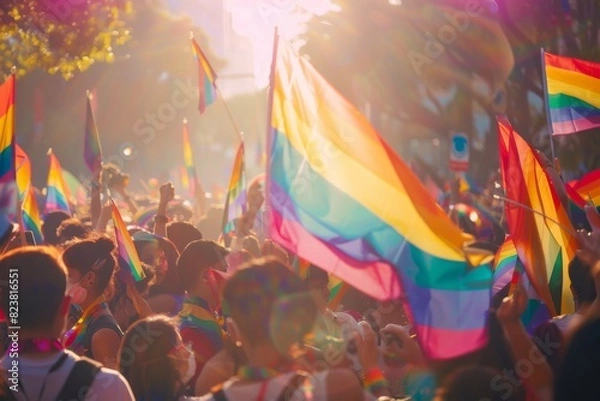 Fototapeta A Vibrant Celebration of Diversity at a Colorful Pride Parade. Pride Month. Celebration of the LGBTQ+ community