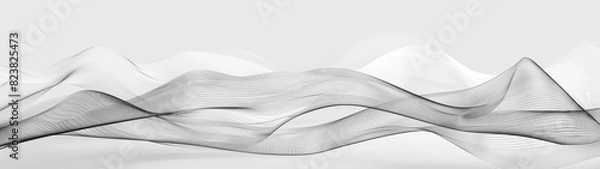 Obraz Serene Minimalist Composition of Charcoal Thin Lines on White Background