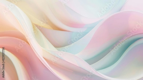 Fototapeta Abstract pastel waves, smooth gradients, soft colors, fluid motion, serene and calming