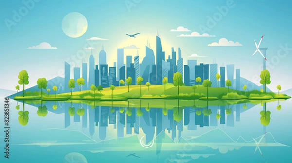 Fototapeta New Green Building Landscape Background.