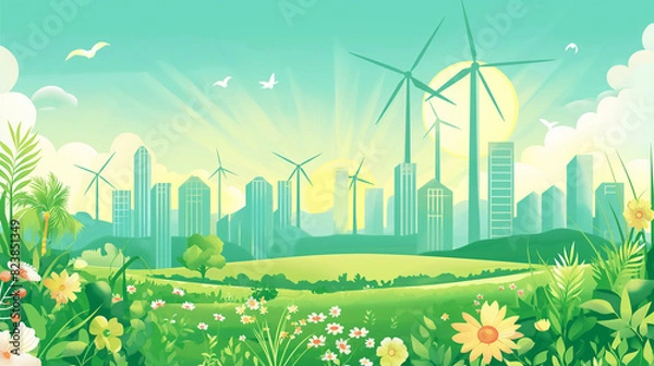 Obraz New Green Building Landscape Background.