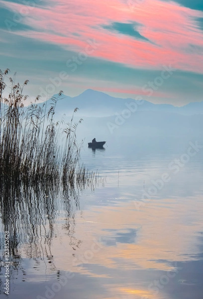 Obraz sunset on the lake