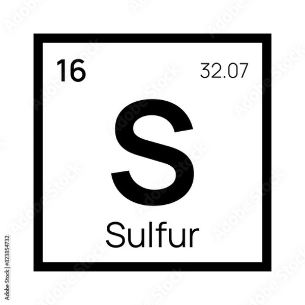 Obraz Sulfur chemical element of the periodic table. Vector isolated symbol S