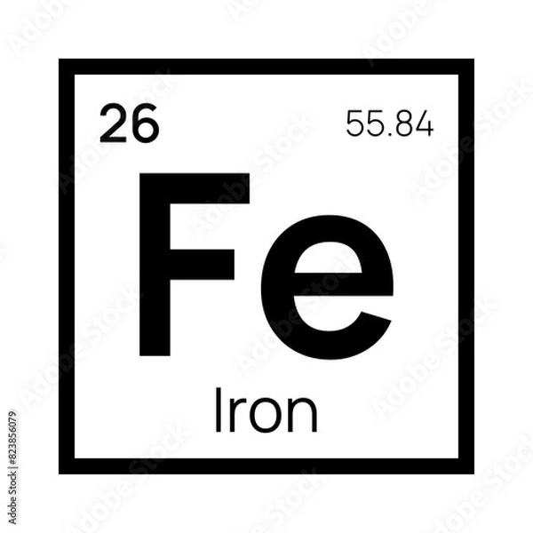 Obraz Iron chemical element of the periodic table. Vector isolated symbol Fe
