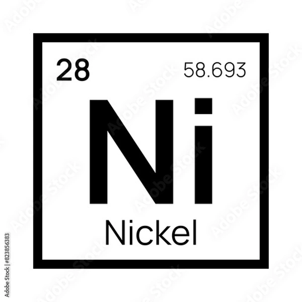 Obraz Nickel chemical element of the periodic table. Vector isolated symbol Ni