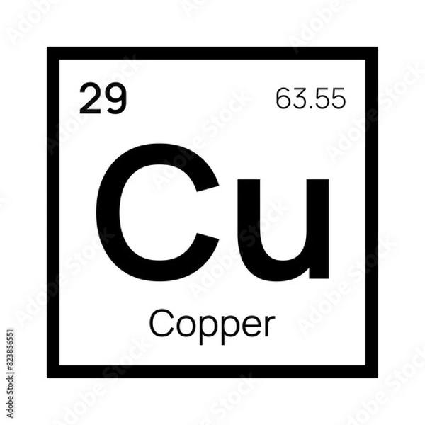 Obraz Copper chemical element of the periodic table. Vector isolated symbol Cu