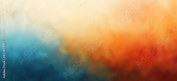 Fototapeta Grunge gradient texture background, Soft gradient fade, orange to blue spectrum, grain effect, abstract