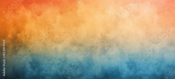 Fototapeta Grunge gradient texture background, Soft gradient fade, orange to blue spectrum, grain effect, abstract