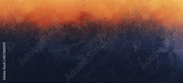 Obraz Grunge gradient texture background. Subtle gradient with grain effect, transitioning from orange to dark blue, digital texture background. 