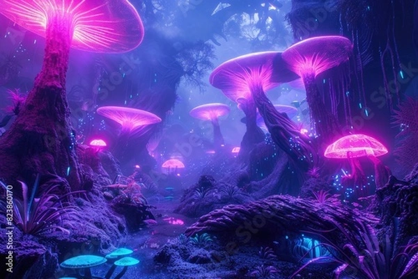 Fototapeta Beyond Earth: Surreal Alien Worlds in Technicolor