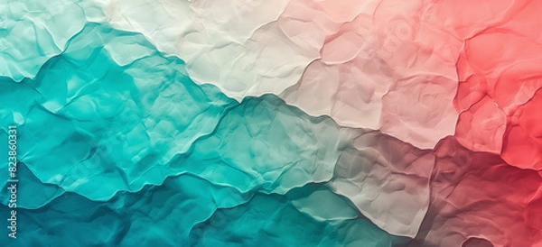 Fototapeta Crumpled gradient paper texture background, Abstract gradient with texture, red to teal color shift, smooth and grainy