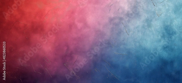 Fototapeta Color gradient with noise texture background, fading from red to blue, minimalist abstract backdrop