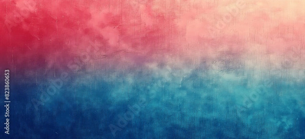 Fototapeta Color gradient with noise texture background, fading from red to blue, minimalist abstract backdrop