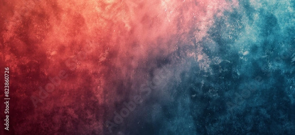 Fototapeta Color gradient with noise texture background, fading from red to blue, minimalist abstract backdrop