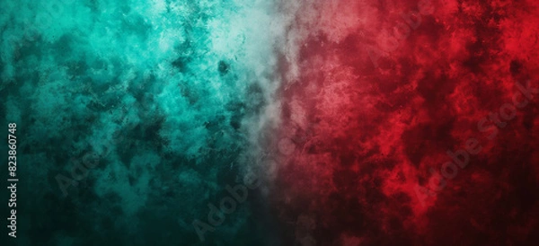 Fototapeta Digital gradient, seamless transition of colors from red to teal, abstract background 