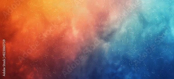 Fototapeta Digital art background, gradient with orange to blue transition, textured finish, abstract grunge watercolor background