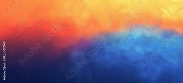 Fototapeta Yellow, Orange and Deep Blue colour Gradient Summer Defocused Blurred Motion Abstract Background, Widescreen, Horizontal