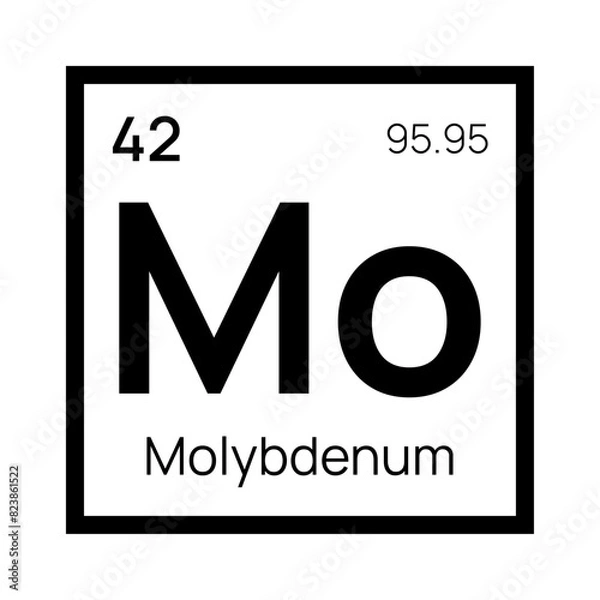 Fototapeta Molybdenum chemical element of the periodic table. Vector isolated symbol Mo