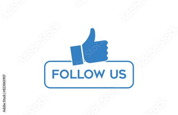 Obraz Blue "Follow Us" Button with Thumbs Up
