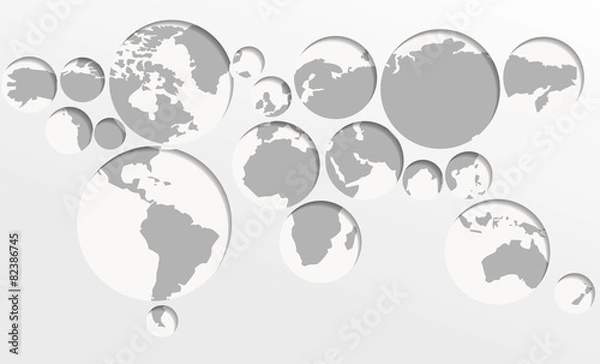 Fototapeta World map circles