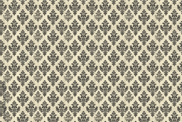 Fototapeta Black and White Damask Pattern