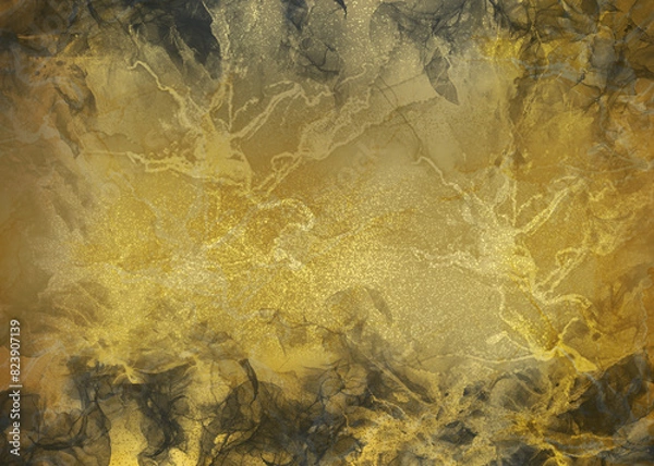 Obraz Golden Abstract  decorative paper texture  background  for  artwork  - Illustration