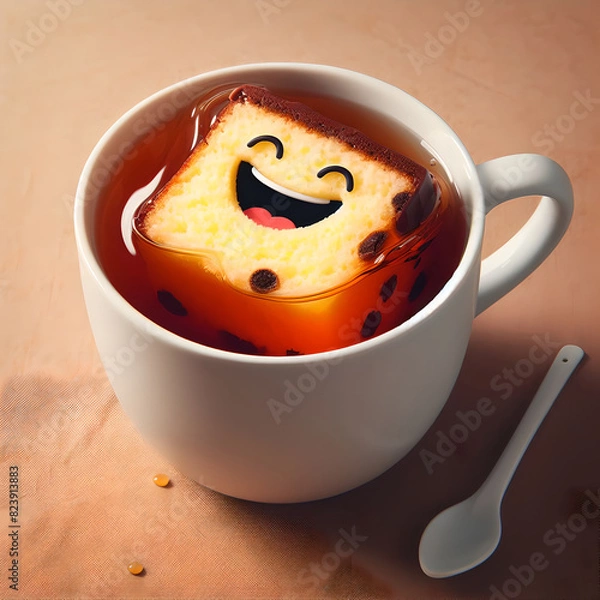 Obraz Happy cake in a tea mug