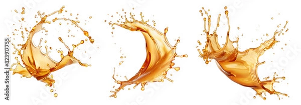 Obraz Splashes of juice or caramel isolated on transparent background
