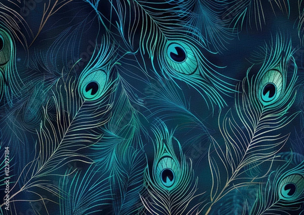Fototapeta peacock bird feather vibrant colors in creative design for background