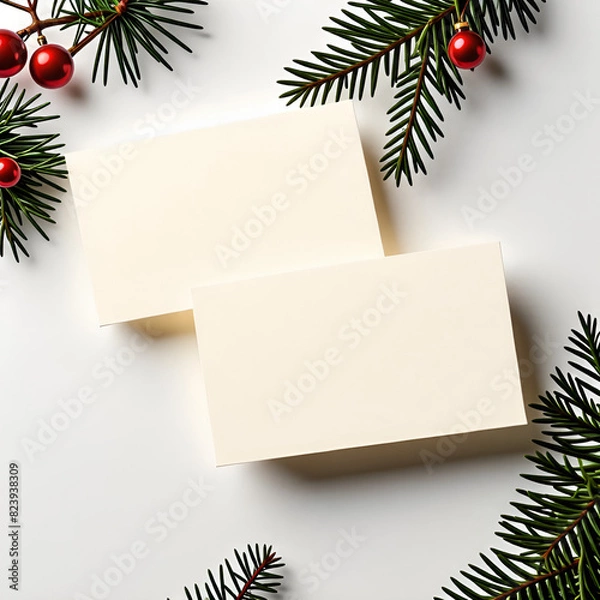 Fototapeta Mock-up, Christmas business card, design. Generative AI