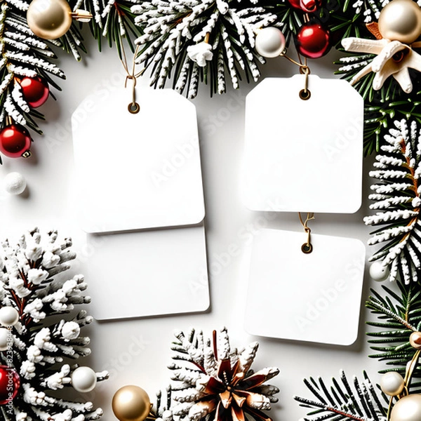 Fototapeta Mock-up, Christmas business card, design. Generative AI