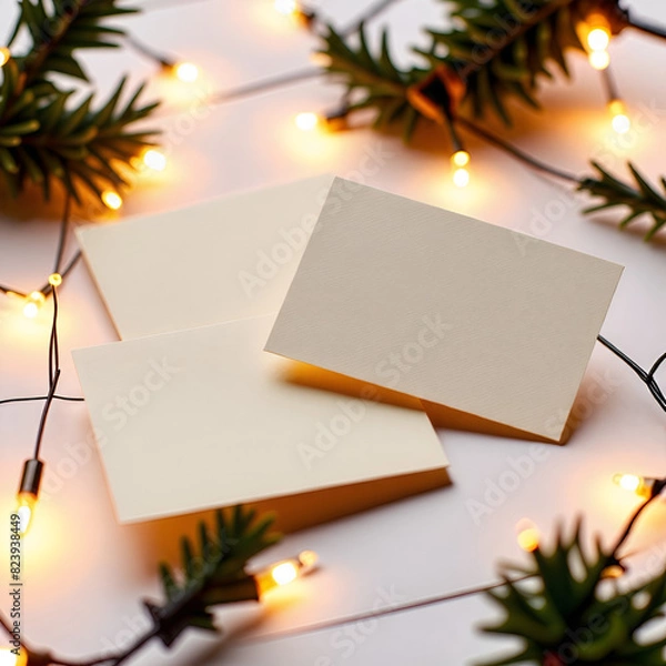 Fototapeta Mock-up, Christmas business card, design. Generative AI