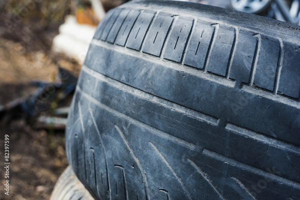 Obraz old tyre with worn tread