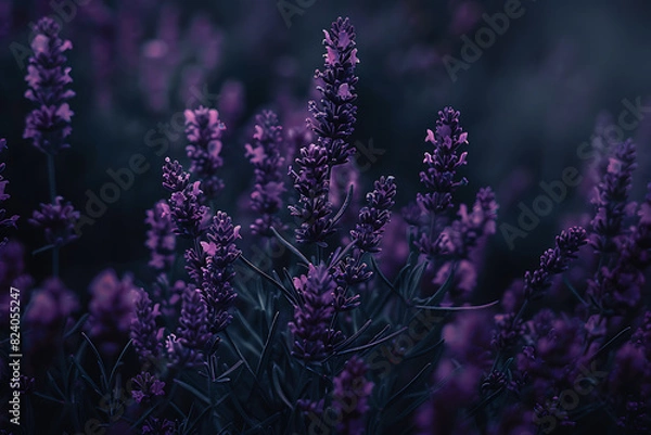 Fototapeta A vast lavender field in full bloom under a clear sky
