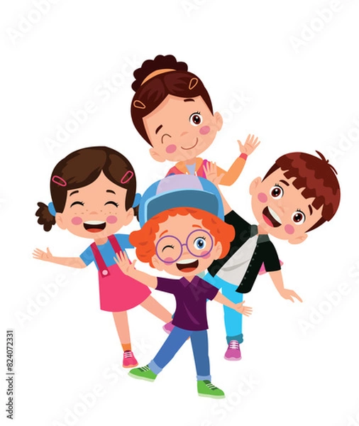 Fototapeta vector illustration of students in different postures