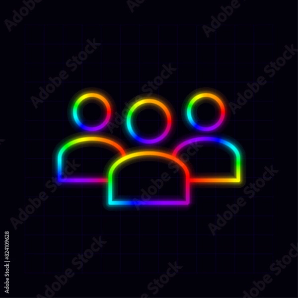 Obraz Users group chat icon, neon rainbow visuals
