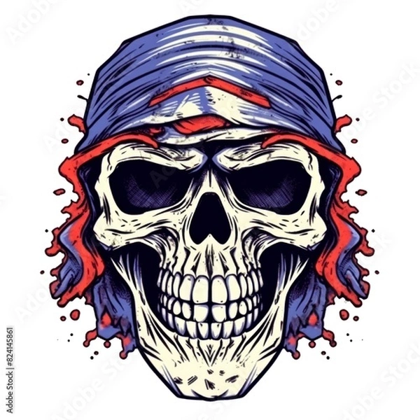 Obraz skull american style isolate white background