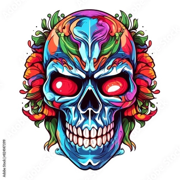 Fototapeta skull american style isolate white background