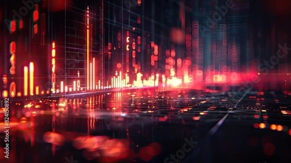 Fototapeta chart of investment financial data. Graph stock market with rising candlesticks.