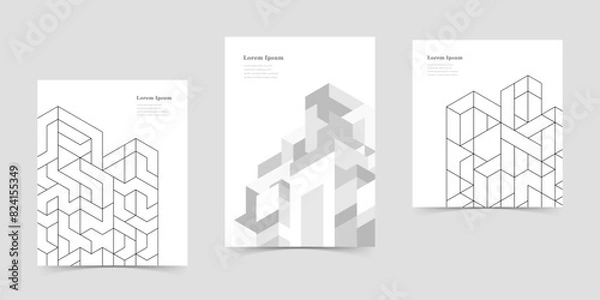 Fototapeta 幾何学 抽象 建築 テクノロジー ビジネス 背景 セット