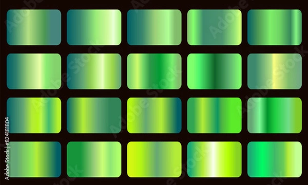 Fototapeta green gradients metallic gradients set. Green ecology vector gradients set. Green gradients set, simple nature, spring, cover design, Metallic gradients set, green gradient collection, green gradient