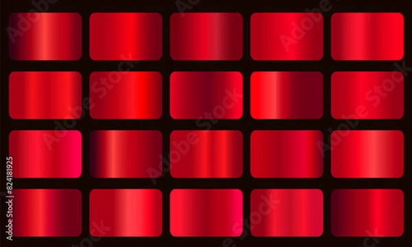 Fototapeta red gradients metallic gradients set, Vector collection of red metallic gradients, chrome christmas gradient set, Vector collection of red metallic gradients and chrome gradient set icon