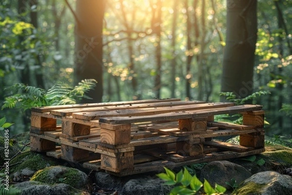 Obraz Old wooden pallets in the forest