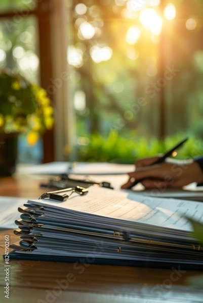 Fototapeta A document or binder labeled Company Policies being reviewed and updated by an HR professional