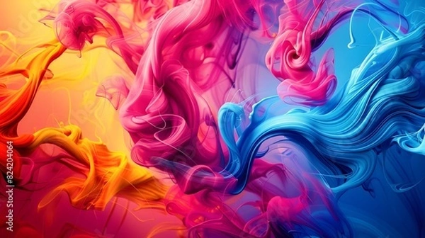 Fototapeta paint splashing in vibrant colors and liquid motion