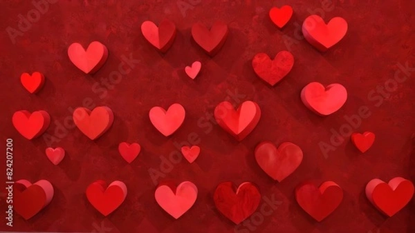 Fototapeta Crimson Affection: A Mosaic of Red Hearts