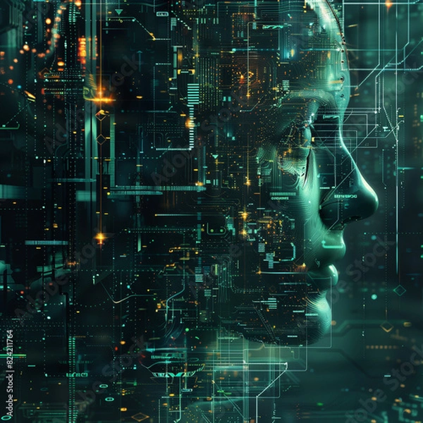 Fototapeta Artificial intelligence technology background