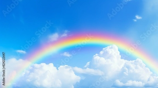 Fototapeta A rainbow is seen in the sky above a blue sky