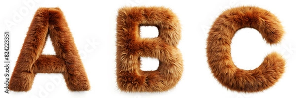 Obraz Letters A, B, C. Brown Dog Fur Alphabet.