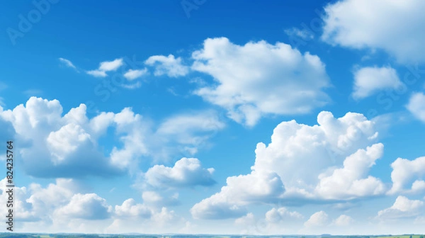 Fototapeta Beautiful blue sky and clouds natural background. Generative AI